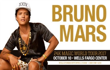 More Info for Grammy Award-Winning Superstar Bruno Mars Brings '24k Magic World Tour' to Wells Fargo Center on October 10